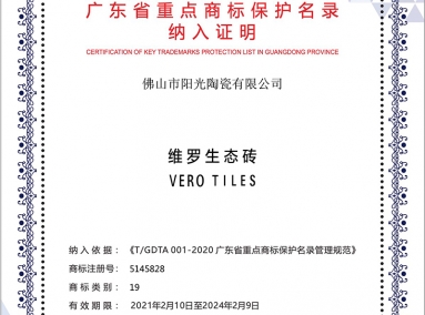 2021維羅廣東省重點商標保護名錄證書